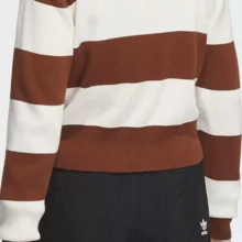 Adidas Women's Short Knit Cardigan, Embroidered Logo Sporty Casual Knit Top, Spring/Autumn, IN1070 - White/Brown - View 7