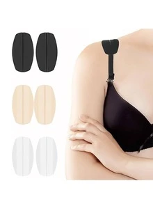 4pcs Invisible Silicone Shoulder Pads, Bra Anti-Slip Pads, Soft Seamless Bra Shoulder Strap Pads, Silicone Anti-Slip Shoulder Straps, Prevent Shoulder Strap Slipping, No-Damage, Pressure-Relief Shoulder Straps, Anti-Slip Bra Shoulder Strap Clips, Waist Belt - Multicolor - View 1