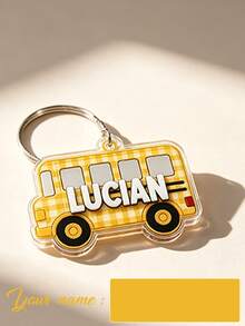 3D Acrylic Keychain Back To School Gift Boys Custom Name Truck Backpack Tag Personalized Vehicle Charm Kids Bag Accessory - Multicolor - View 9