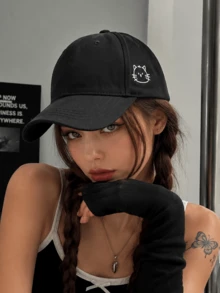 1pc Cute Cat Embroidered Baseball Cap, Adjustable Curved Brim Dad Hat, Lightweight All-Season Wear, Suitable For Travel, Sports And Daily Use - A - View 2