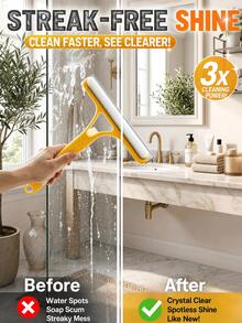 3-In-1 Multi-Function Glass Cleaning Set, Includes Spray Bottle, Squeegee, Brush And Sponge, Suitable For Cleaning Bathroom Mirrors, Windows And Car Windows, Suitable For Home, Bathroom And Kitchen Glass Cleaning - Multicolor - View 4