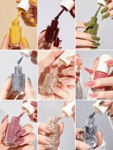 Kutek Kuku Berbasis Air KUDAN 10ml/Botol Kutek Kuku Cepat Kering Dapat Dikupas Kutek Kuku Warna Solid Aneka Warna Seni Kuku DIY Sehari-hari Pilihan Aneka Warna - MultiWarna - View 3