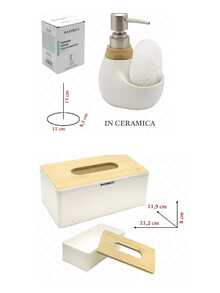 Ceramic/PP Bathroom Accessory Set With Bamboo Lid, Soap Dispenser,Cotton Swab Storage Jar& Bamboo Lid Tissue Box, Modern Nordic Bathroom Countertop Decor, Easy To Wipe Clean,Kitchen Soap Dispenser - Bathroom Series - View 12
