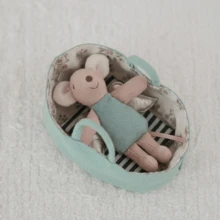INS Nordic Home 2PCS Nordic Style Mini Rabbit Plush Doll Set, Mouse Plush Doll Set, Children's Room Decor Fabric Storage Basket Cradle, Mouse Small Plush Doll, Animal Role Play Doll, Rabbit Baby & Rabbit Mom, Cradle Small Rabbit & Small Mouse Set, Christmas & Halloween Gift, DIY Dollhouse Decor, Children's Gift - Multicolor - View 10
