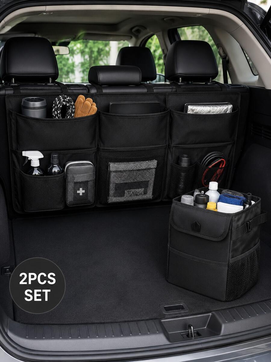 Foldable Car Trunk Organizer Bag, Large Capacity Multi-Functional Storage Organizer, Universal Collapsible Cargo Storage Bag For Car, SUV, Travel & Daily Essentials - Multicolor - View 1