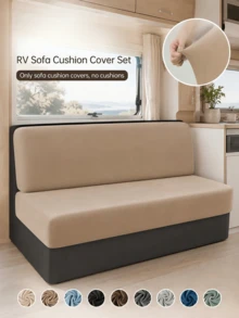 2pcs Solid Color RV Dinette Cushion Covers, Soft Velvet Stretch Sofa Slipcovers, Hotel Booth Seat Covers, RV Camper Backrest Protectors - Multicolor - View 2