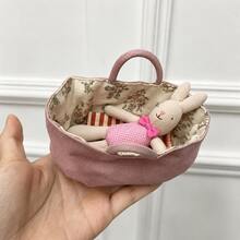 INS Nordic Home 2PCS Nordic Style Mini Rabbit Plush Doll Set, Mouse Plush Doll Set, Children's Room Decor Fabric Storage Basket Cradle, Mouse Small Plush Doll, Animal Role Play Doll, Rabbit Baby & Rabbit Mom, Cradle Small Rabbit & Small Mouse Set, Christmas & Halloween Gift, DIY Dollhouse Decor, Children's Gift - Multicolor - View 12