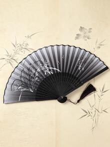 Elegant Vintage Style Bamboo Folding Fan, Decorated With Exquisite Floral Patterns. Purely Handmade, High Quality, Suitable For Daily Use And Cultural Activities. An Ideal Gift For Students And Traditional Enthusiasts. Bamboo Decorative Item. Chinese Style Gift - Multicolor - View 6