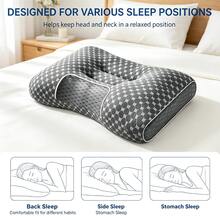 Contour Pillow,Bed Pillow,Neck Support Pillow,Ergonomic Contour Design For Side, Back & Stomach Sleepers – Breathable, Washable Covers, Ergonomic Cervical Pillow For Neck Support, Ultra Comfort Neck Support Pillow For Cozy Sleeping - Grey - View 6