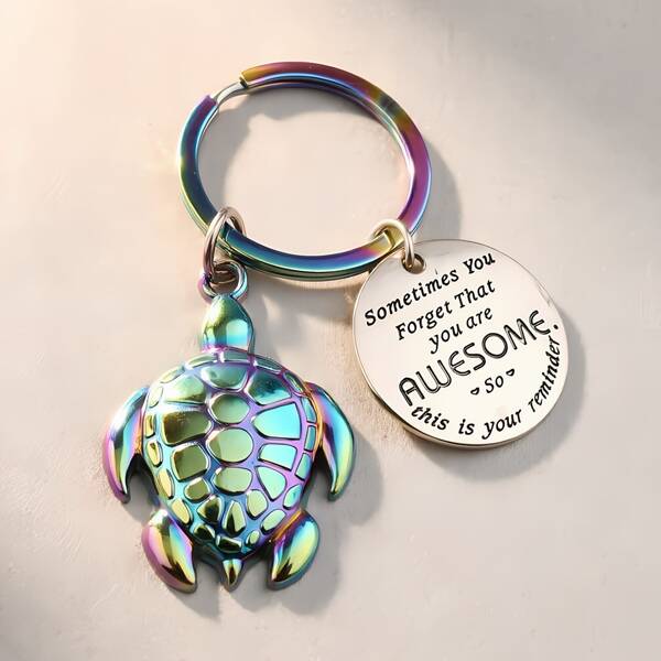 1pc Colorful Turtle Zinc Alloy Keychain, Backpack Pendant Fashion Accessory Creative Gift For Men