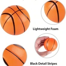 Pelota antiestrés con forma de baloncesto realista, material de PU, juguete fidget, decoración de escritorio - Multicolor - Ver 6