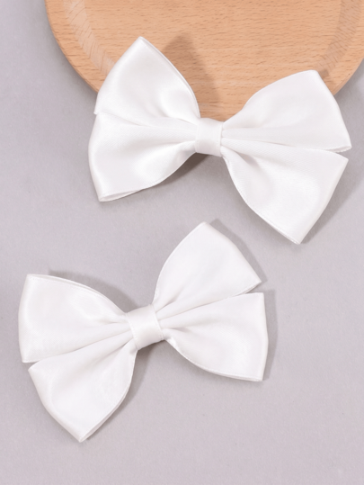 2 Pcs White Satin Hair Bow Clips,French Bowknot Barrettes For Women And Girls, Elegant Wedding Hair Accessories,Cute Hairpins For Parties,Daily Wear