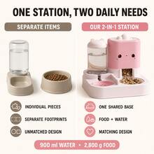 2-In-1 PP Gravity Cat Food Dispenser And Water Bowl, 900ml Water Tank And 2800g Food Hopper, With Independent Bowl And Integrated Base - Automatic Feeder + Water Fountain (2.2L + 1L) - View 8