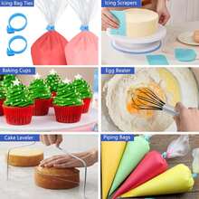 Rotating Cake Turntable, Cake Decorating Set, Cake Decorating Tips And Frosting Tools, Cake Molds, Cream Cake Baking Piping Turntable, Birthday Cake Decorating Turntable, Stainless Steel Spatula And Scraper, Home Cream Cake Tools, Suitable For Baking Cupcakes, Cookies, Muffins, Etc., Complete Kitchen Utensils - Multicolor - View 7
