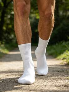 1/5/10/20 Pairs Men's Thick Comfortable Sports Socks, Ribbed Cushioned Mid-Calf Socks, Heavy-Duty Workout Fitness Training Athletic Socks, Suitable For Daily Wear - Multicolor - View 9