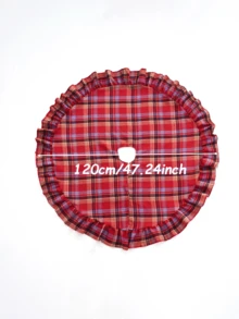 Vintage Plaid Christmas Tree Skirt, Cozy Rustic Holiday Tree Decoration With Ruffled Trim, Classic Red Green Fabric Tree Cover Holiday Tree Base For Farmhouse Christmas Home Decor - Multicolor - View 12