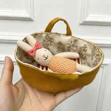 INS Nordic Home 2PCS Nordic Style Mini Rabbit Plush Doll Set, Mouse Plush Doll Set, Children's Room Decor Fabric Storage Basket Cradle, Mouse Small Plush Doll, Animal Role Play Doll, Rabbit Baby & Rabbit Mom, Cradle Small Rabbit & Small Mouse Set, Christmas & Halloween Gift, DIY Dollhouse Decor, Children's Gift - Multicolor - View 13