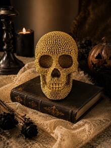 1 Skull Resin Statue Head Sculpture Skull Collectible Statue Halloween Decoration - Multicolor - View 2