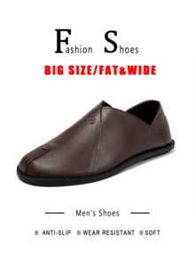 Men's Plus Size Slip-On Casual Loafers With Exquisite Embroidery, Sturdy Stitching, Flexible Upper, Comfortable Fit - Brown - View 15