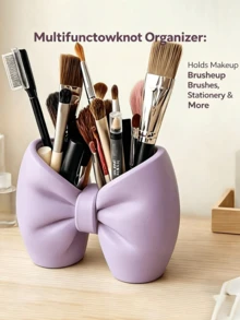 Toothbrush Holder, Cute Bow-Shaped Independent Pen Holder, Suitable For Bathroom And Bedroom, Cute Toothbrush And Pen Holder (No Installation Required) - Multicolor - View 3