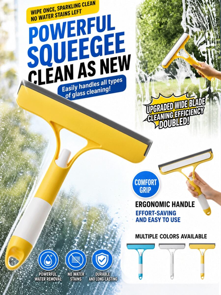 3-In-1 Multi-Function Glass Cleaning Set, Includes Spray Bottle, Squeegee, Brush And Sponge, Suitable For Cleaning Bathroom Mirrors, Windows And Car Windows, Suitable For Home, Bathroom And Kitchen Glass Cleaning
