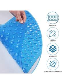 1pc Extra Long Non-Slip Bathtub Mat With Drainage Holes And Suction Cups, Soft Foot Feel, Machine Washable, Bathroom Shower Mat, Suitable For Home, Hotel And Car Travel, Multiple Colors Available - Multicolor - View 3