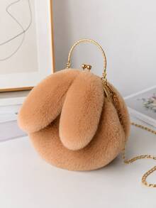 XD Fashionable Plush Rabbit Shaped Handbag, Clasp Design, Material, Ideal Gift For Party, Ball, Evening/Banquet/Valentine's Day, Also Suitable For College/Classroom/Holiday/Vacation/Outdoor/Outing/Travel/Stadium/Lipstick Storage, Suitable For Women/Girls - Multicolor - View 13