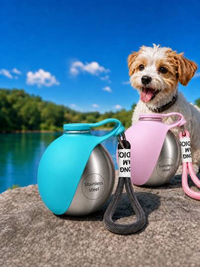 2-In-1 Portable Dog Water Bottle With Foldable Bowl, 10oz Dog Travel Water Bottle, 2026 New Portable Pet Water Bottle, Leak-Proof Stainless Steel Or PETG Pet Water Bowl, Suitable For Outdoor Walking, Hiking, Camping