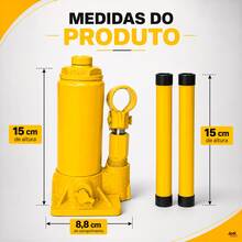 Macaco Hidráulico Garrafa 2T em Aço Reforçado com Elevação de 150 a 285 mm para Veículos - Amarelo - Visão 11