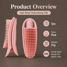 1pc Hair Root Volumizing Clip With Comb Teeth, Fluffy Crown Styling Hairpin For Women, Bangs Shaping And Hair Lift Accessory For Daily Hairstyling,Shower Curtains,Art,Fall Home Decor,Fall Decor,Car Accessories For Women,Coffee Bar Accessories - Pink-1Pc - View 3