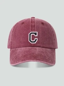 1pc Customized A-Z Letter Washed Vintage Baseball Cap, Burgundy Soft Top Dad Hat, Spring/Autumn Unisex Streetwear Y2K Retro - Burgundy - View 7
