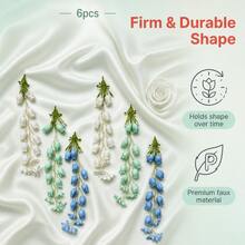 6pcs Artificial Lily Of The Valley Hanging Flower Strands, Bell-Shaped Windbell Garland With 15 Blooms For Wedding Ceiling Party Decor And Christmas Holiday Home Ornament - Multicolor - View 4