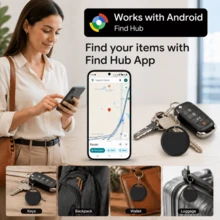 RSH Tag Pintar Pelacak Udara untuk Android, Kompatibel dengan Aplikasi Pusat Pencarian Android (Membutuhkan Sistem Android 9+), Pelacak Cerdas Anti-Hilang Global untuk Kunci, Koper, Perlindungan Privasi, Baterai Dapat Diganti, Hadiah Liburan - Hitam - View 2