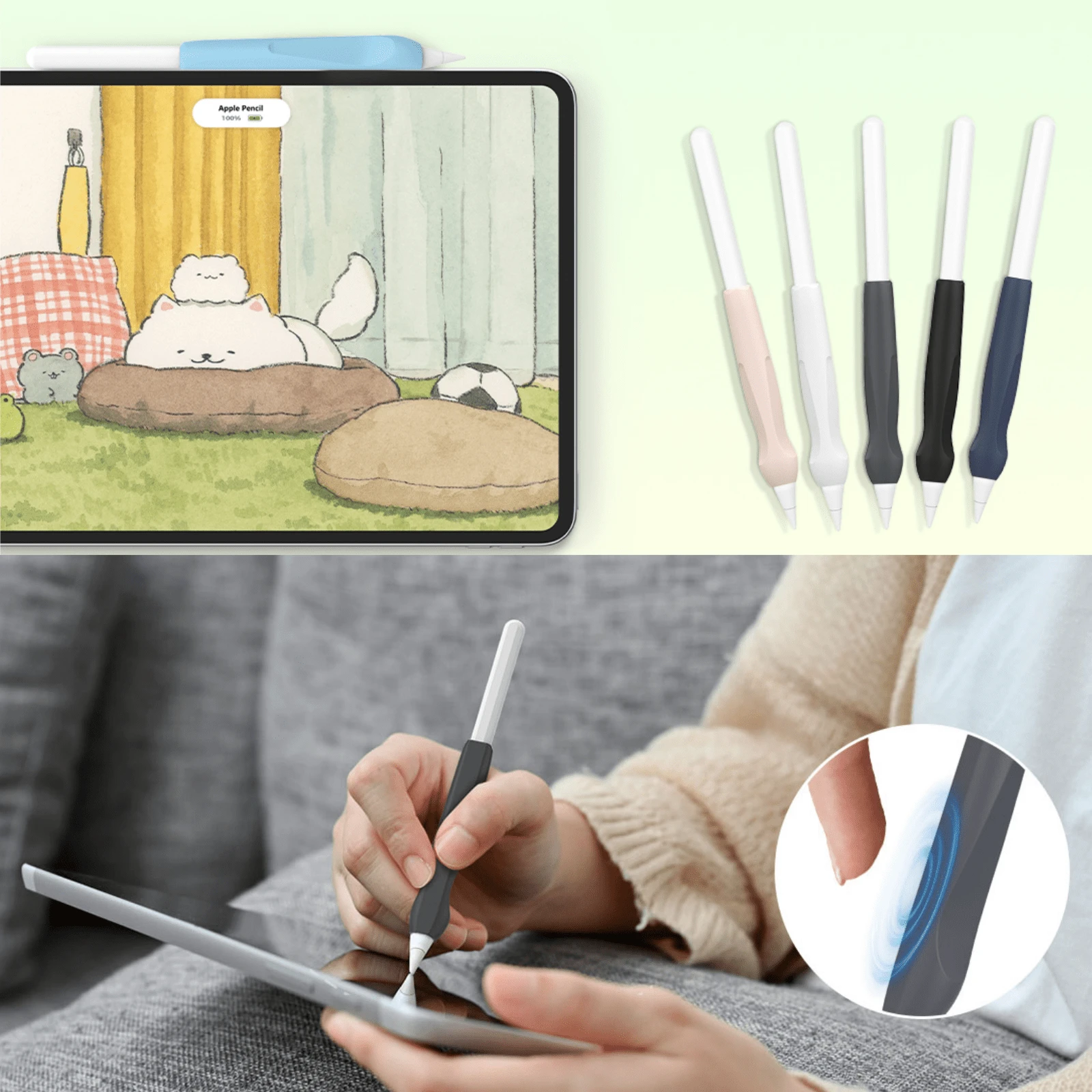 1/6 buah Sarung Pena Silikon, Kompatibel dengan Apple Pencil Generasi ke-2, USB-C dan Pro, Pegangan Ergonomis yang Presisi