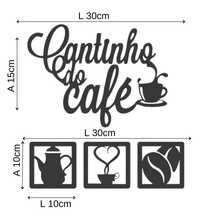 kit Cantinho do Café Quadro Vazado + Bandeja Decorativa Mdf Organizar e servir - Preto - Visão 6