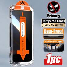 CASECOPS 1片防窺鋼化玻璃螢幕保護貼，附自動對位套件，適用 17 Pro Max/17e/17 Air/17/16 Pro Max/16/16e/15 Pro/15/14/13/12/11/Plus/Mini/X/XR/XS Max，疏油塗層、9H 鋼化玻璃、防刮、防指紋、動態島全螢幕覆蓋 - 1Pc - 查看 34