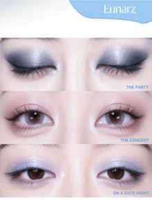 Palet Eyeshadow Eunarz 15 Warna, Palet Makeup All-In-One Matte Shimmer Metallic Berpigmen Tinggi, Cocok untuk Siang dan Malam, Tahan Lama dan Tidak Mudah Mengkerut - #PA132 PALET BIRU-UNGU - View 6
