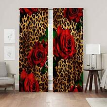 2 buah Tirai Motif Leopard, Tirai Dekorasi Jendela Artistik dan Modis, Tirai Penyaring dan Pembatas Privasi, Mudah Dipasang, Dapat Dicuci, Cocok untuk Dekorasi Kamar Tidur, Kantor, Dapur, Ruang Tamu dan Ruang Belajar, Tirai 100% Poliester, 90gsm - MultiWarna - View 10