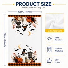 2/4/6pcs Cute Ghost Pattern Printed Kitchen Towels, Halloween, Can Be Used As Halloween Gifts, Halloween Decor, Super Soft Microfiber High Absorbent Tea Towels, Dish Cloths, Cleaning Towels, Hand Towels, Suitable For Cooking, Baking, Wiping Cleaning And Kitchen Decoration, Kitchen Accessories, Daily Essentials - Multicolor - View 9