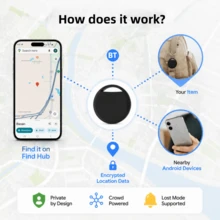 RSH Tag Pintar Pelacak Udara untuk Android, Kompatibel dengan Aplikasi Pusat Pencarian Android (Membutuhkan Sistem Android 9+), Pelacak Cerdas Anti-Hilang Global untuk Kunci, Koper, Perlindungan Privasi, Baterai Dapat Diganti, Hadiah Liburan - Hitam - View 7
