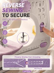 Mini Portable Electric Sewing Machine, 12 Stitches, Adjustable Speed, Built-In LED Light, Dual Electric And Manual Modes, Includes Foot Pedal And Bobbin Set, Suitable For Clothing Repair, DIY Crafts And Beginners - Mauve Purple - View 7