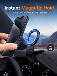 Magnetic Car Phone Holder, Foldable Dashboard Clip Phone Mount, N52 Strong Magnetic Hands-Free Phone Holder, Suitable For Car Sun Visor, Steering Wheel, Compatible With MagSafe - A - View 8