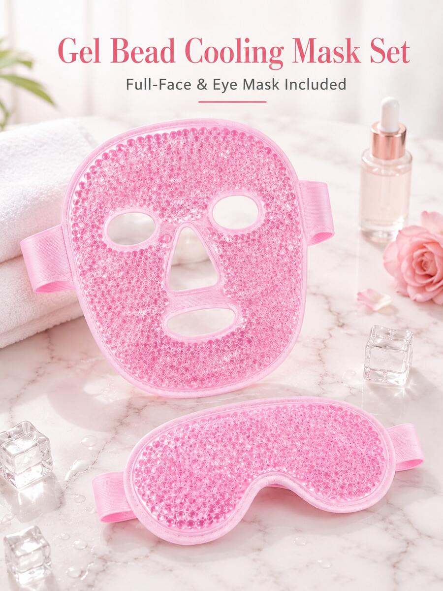 2pcs/Set Reusable Cold & Hot Gel Face Mask And Eye Mask, Cooling Ice Compress For Eye Puffiness, Dark Circles And Eye Bags, Moisturizing Relaxing Sleep Eye Mask, Suitable For All Skin Types, Travel Essential, Best Christmas Gift For Women - Multicolor - View 1