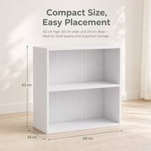 2 Tier Open Bookshelf, Adjustable Shelf Low Bookcase, 2-Cube Storage Cabinet For Living Room, Study & Office, White - A - View 6