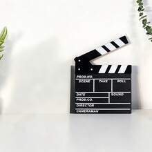 1pc Wooden Movie Clapperboard Accessory - Creative Desk Decor, Photography Prop, Room/Home/Holiday Decoration, Suitable For Indoor And Outdoor Use - Black - View 2