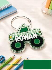 3D Acrylic Keychain Back To School Gift Boys Custom Name Truck Backpack Tag Personalized Vehicle Charm Kids Bag Accessory - Multicolor - View 14