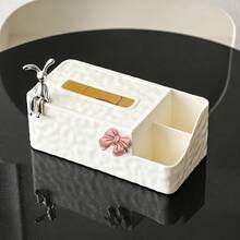 2-In-1 Multifunctional Tissue Box With Remote Control Holder, Luxury High-End Paper Towel Dispenser Storage Box - Multicolor - View 4