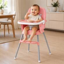 Portable High Chair For Babies, Foldable, With Saf - Pink - View 2
