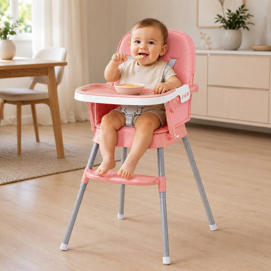 Portable High Chair For Babies, Foldable, With Saf