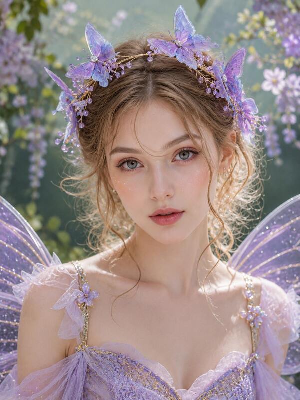 1pc Fairycore Purple Butterfly Hair Vine Headband Crystal Beaded Fairy Headpiece Prom Evening Party Hair Accessories
